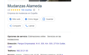 Ficha de google mudanzas alameda